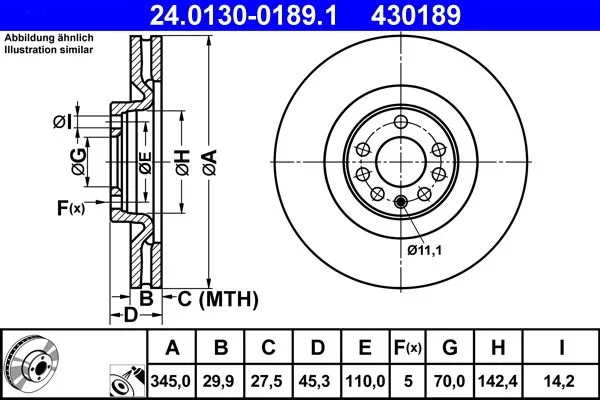 Brake Disc ATE 24.0130-0189.1