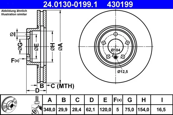 Brake Disc ATE 24.0130-0199.1