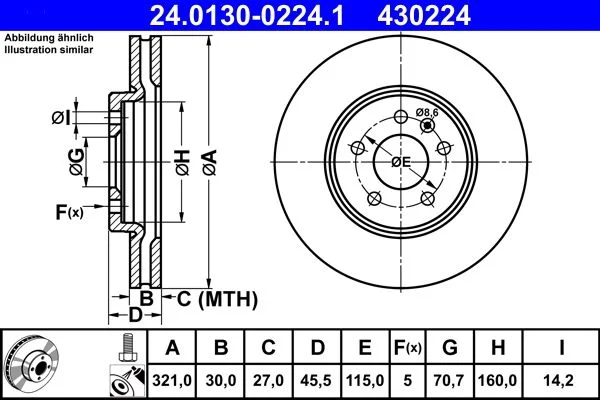 Brake Disc ATE 24.0130-0224.1