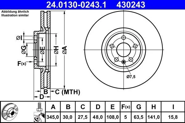 Brake Disc ATE 24.0130-0243.1