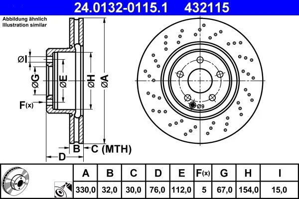Brake Disc ATE 24.0132-0115.1