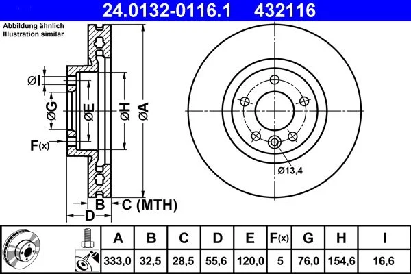 Brake Disc ATE 24.0132-0116.1
