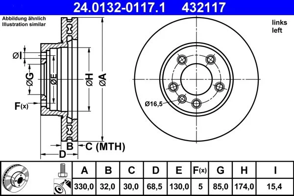 Brake Disc ATE 24.0132-0117.1