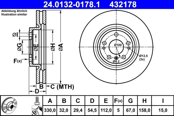 Brake Disc ATE 24.0132-0178.1