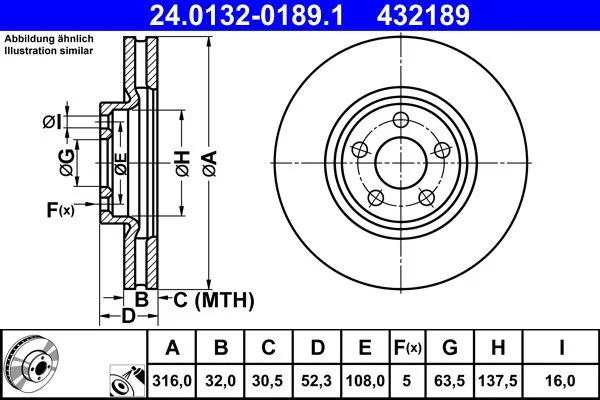 Brake Disc ATE 24.0132-0189.1