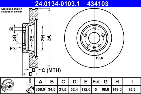 Brake Disc ATE 24.0134-0103.1