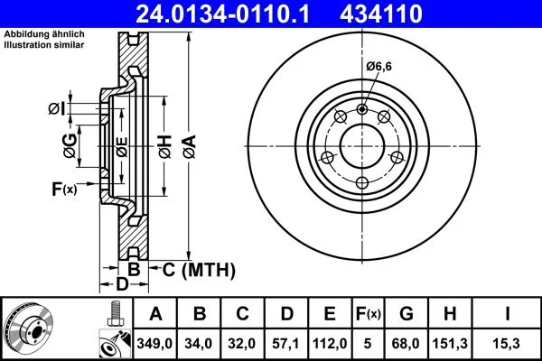 Brake Disc ATE 24.0134-0110.1