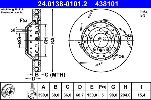 Brake Disc ATE 24.0138-0101.2