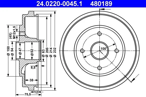 Brake Drum ATE 24.0220-0045.1