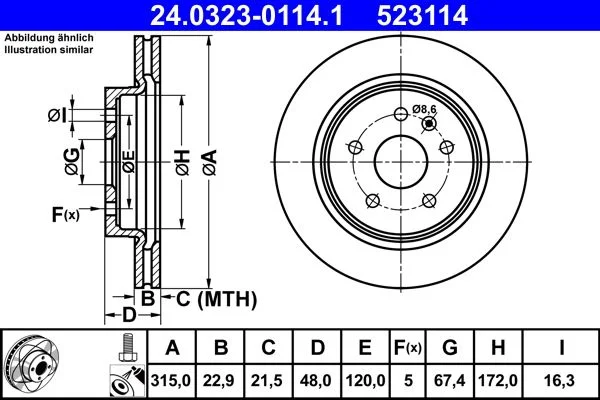 Brake Disc ATE 24.0323-0114.1