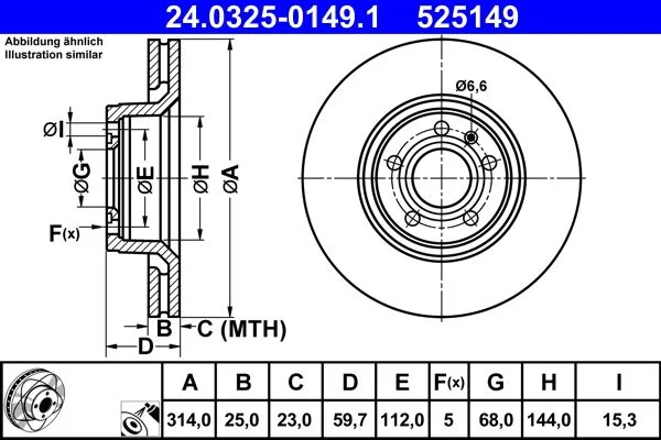 Brake Disc ATE 24.0325-0149.1