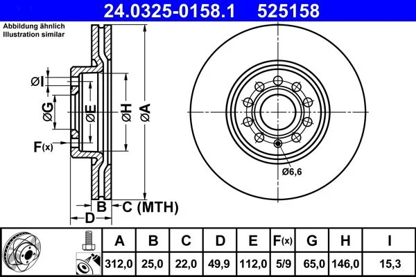 Brake Disc ATE 24.0325-0158.1