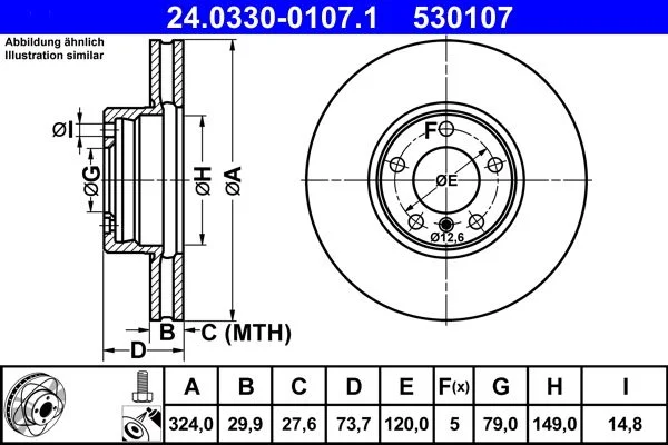 Brake Disc ATE 24.0330-0107.1