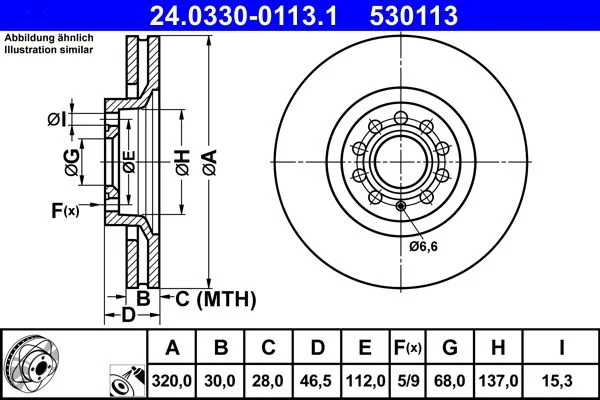Brake Disc ATE 24.0330-0113.1