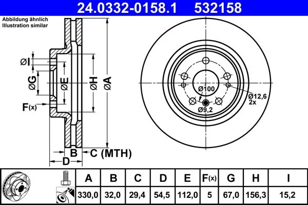 Brake Disc ATE 24.0332-0158.1