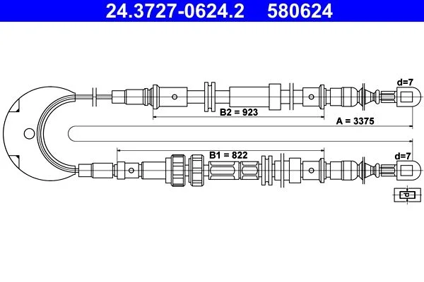 Cable Pull, parking brake ATE 24.3727-0624.2
