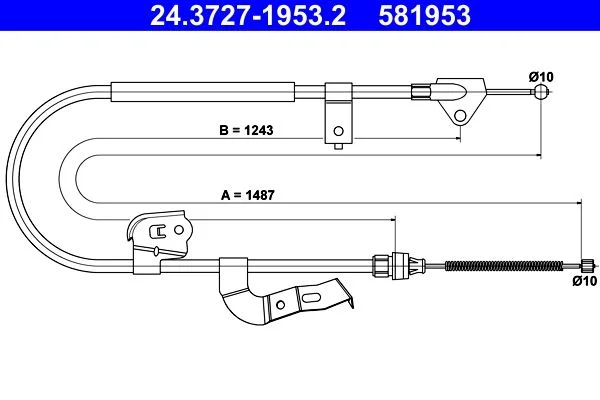 Cable Pull, parking brake ATE 24.3727-1953.2