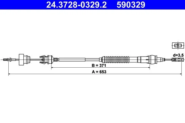 Cable Pull, clutch control ATE 24.3728-0329.2