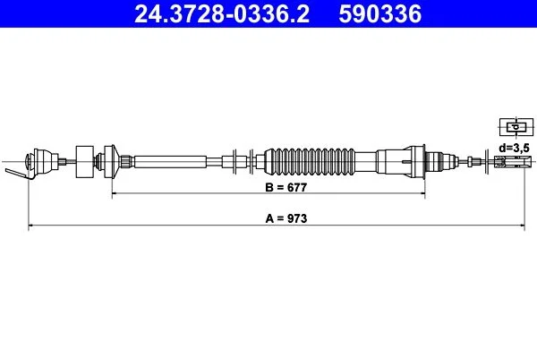Cable Pull, clutch control ATE 24.3728-0336.2