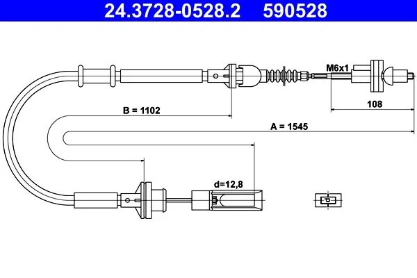Cable Pull, clutch control ATE 24.3728-0528.2