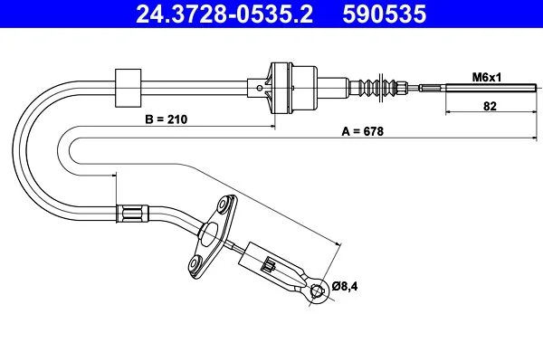 Cable Pull, clutch control ATE 24.3728-0535.2