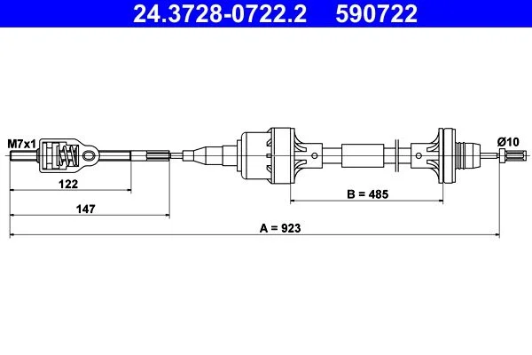 Cable Pull, clutch control ATE 24.3728-0722.2