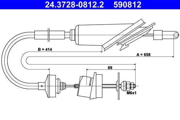 Cable Pull, clutch control ATE 24.3728-0812.2