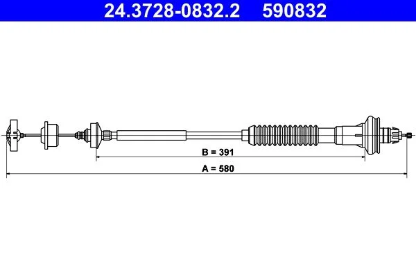 Cable Pull, clutch control ATE 24.3728-0832.2