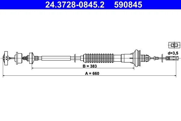 Cable Pull, clutch control ATE 24.3728-0845.2
