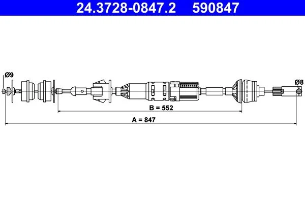 Cable Pull, clutch control ATE 24.3728-0847.2