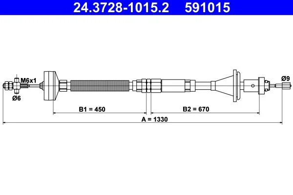 Cable Pull, clutch control ATE 24.3728-1015.2