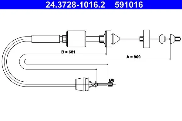 Cable Pull, clutch control ATE 24.3728-1016.2