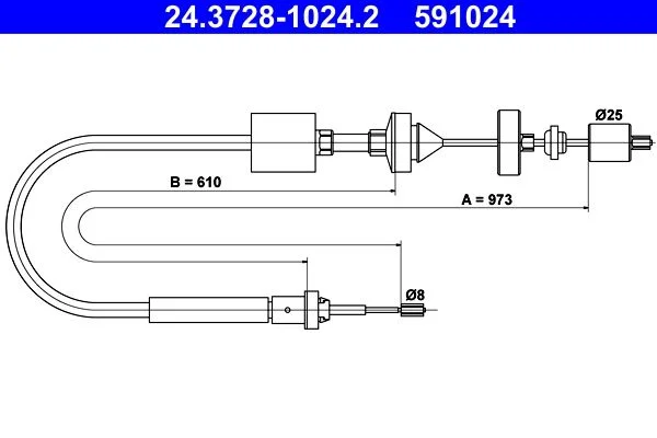 Cable Pull, clutch control ATE 24.3728-1024.2