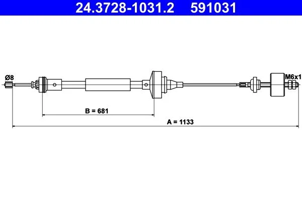 Cable Pull, clutch control ATE 24.3728-1031.2