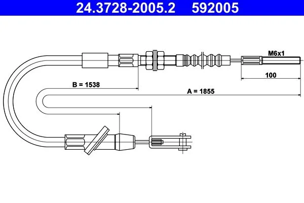 Cable Pull, clutch control ATE 24.3728-2005.2
