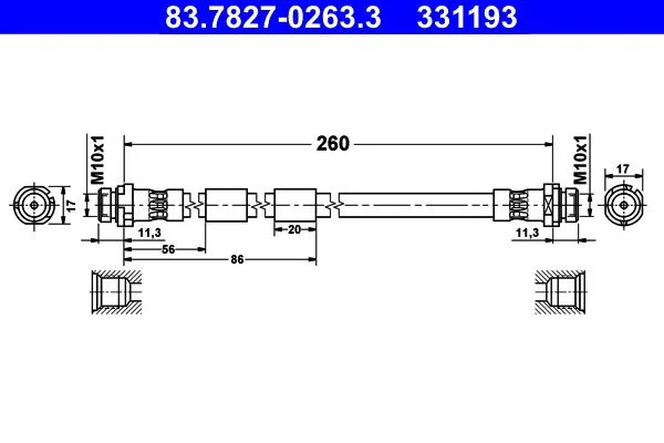 Brake Hose ATE 83.7827-0263.3