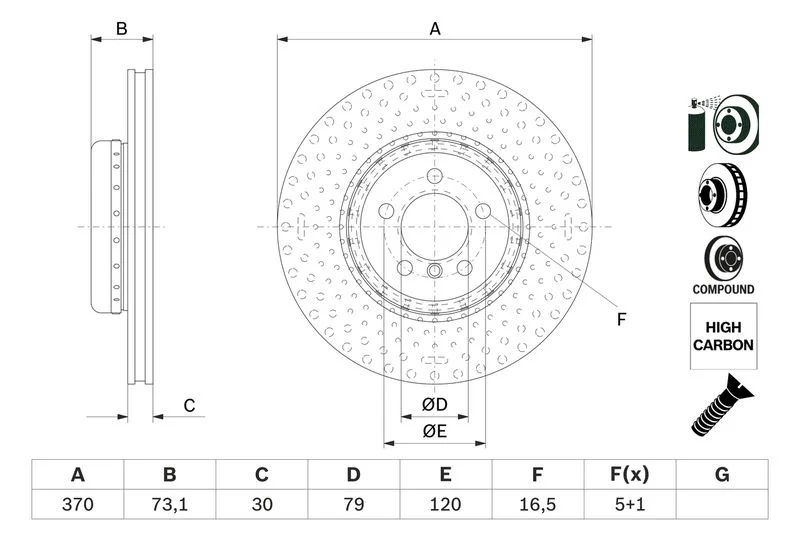 Brake Disc BOSCH 0 986 479 E21