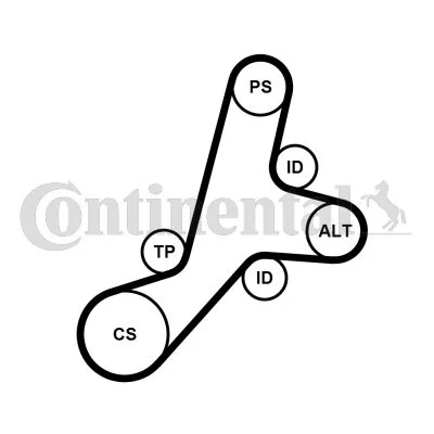 Polia tensionadora, correia em V CONTINENTAL CTAM 6PK1345K1