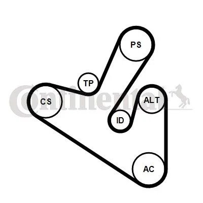 Polia tensionadora, correia em V CONTINENTAL CTAM 6PK1710K1