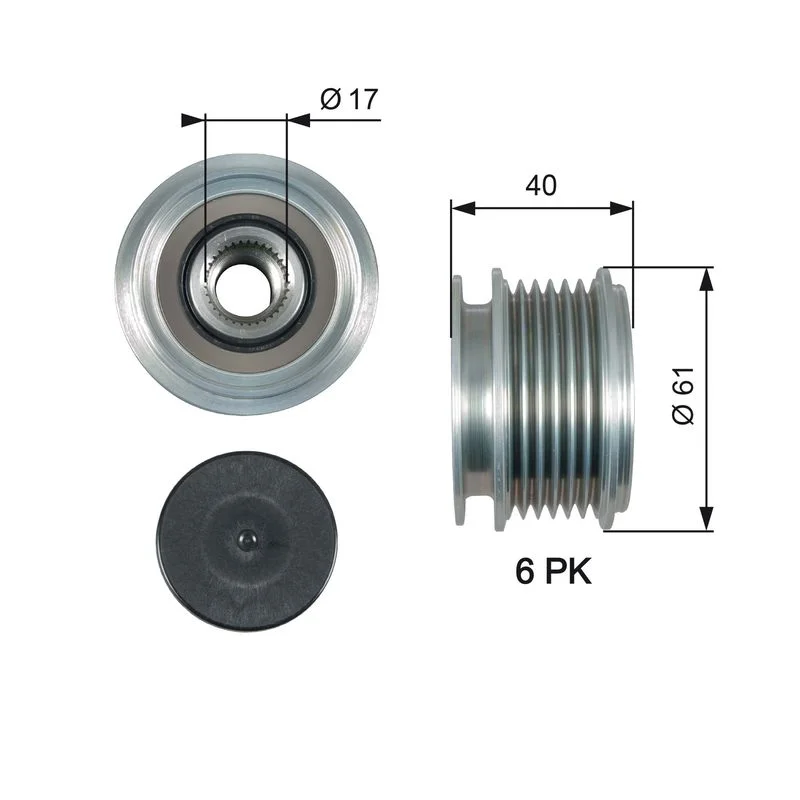 Embraiagem de roda livre, alternador GATES OAP7013