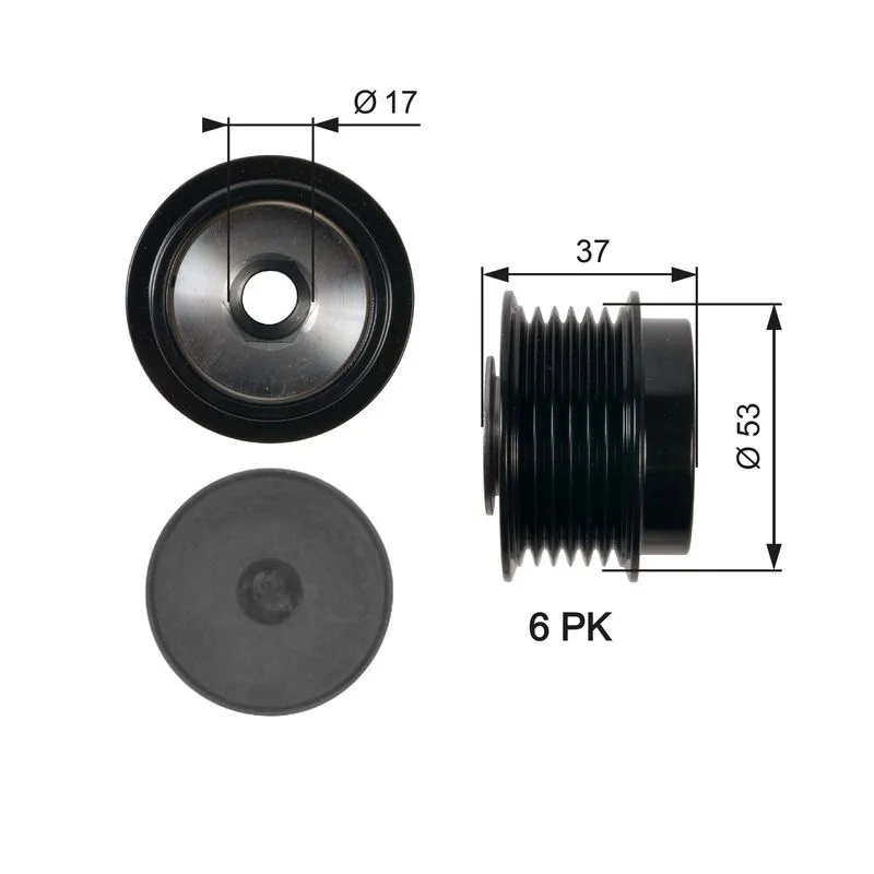 Embraiagem de roda livre, alternador GATES OAP7015