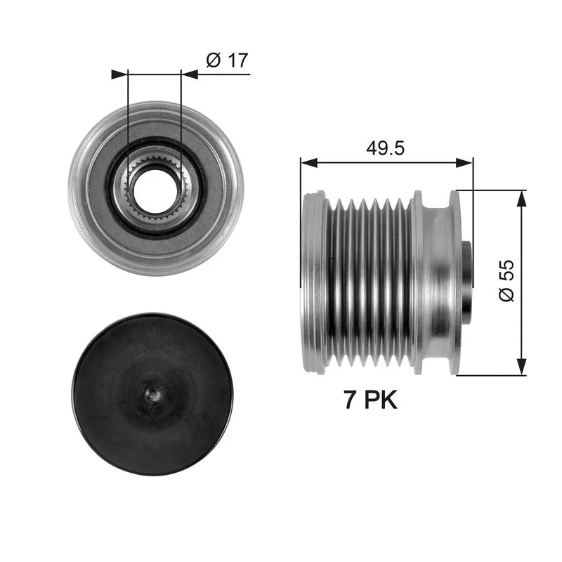 Embraiagem de roda livre, alternador GATES OAP7086