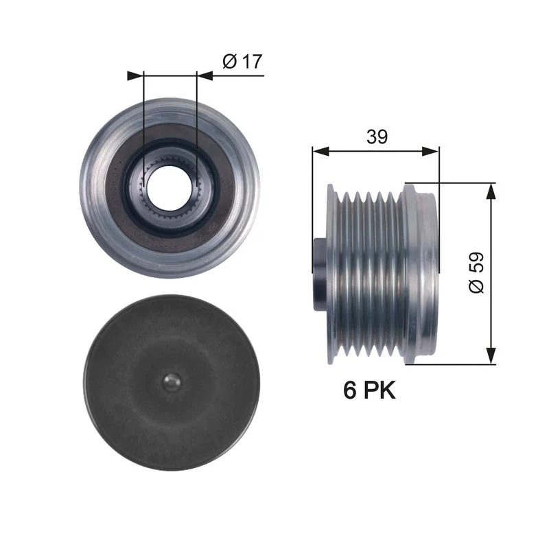 Embraiagem de roda livre, alternador GATES OAP7113