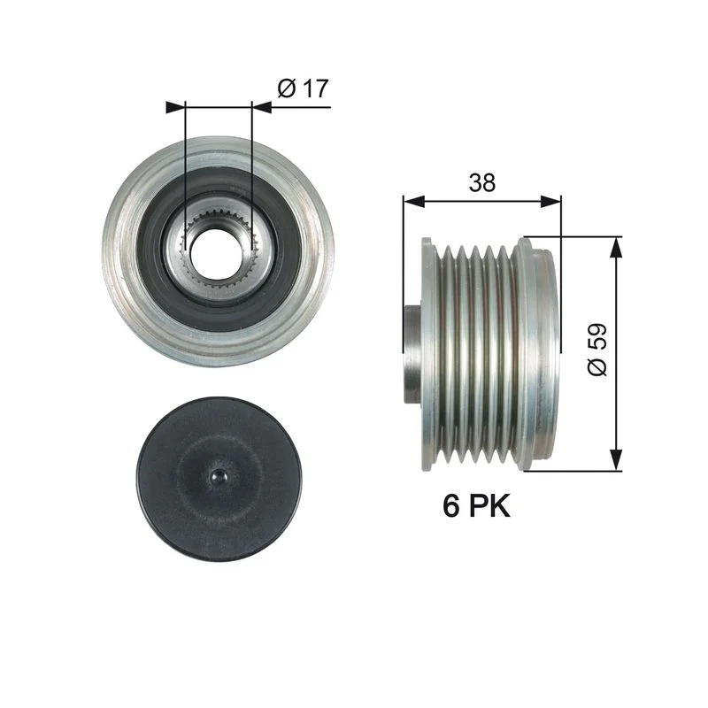 Embraiagem de roda livre, alternador GATES OAP7177