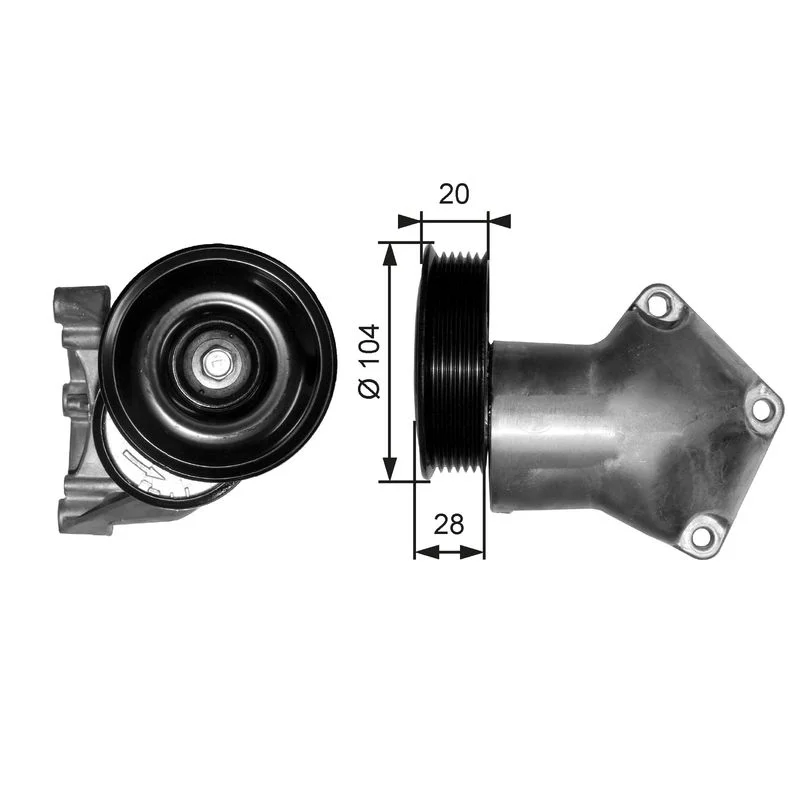 Belt Tensioner, V-ribbed belt GATES T38202