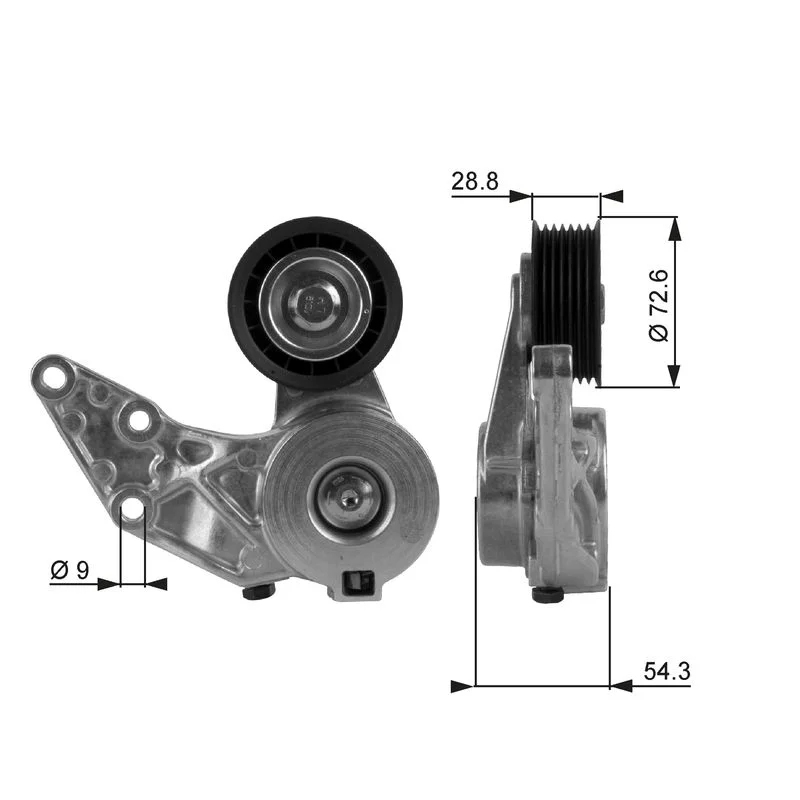 Belt Tensioner, V-ribbed belt GATES T38208