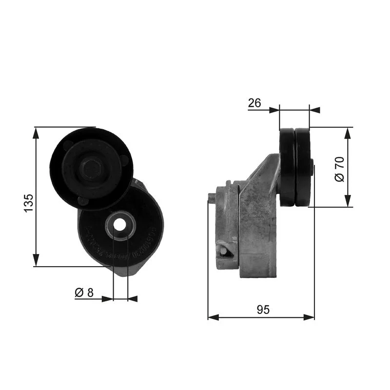 Belt Tensioner, V-ribbed belt GATES T38430