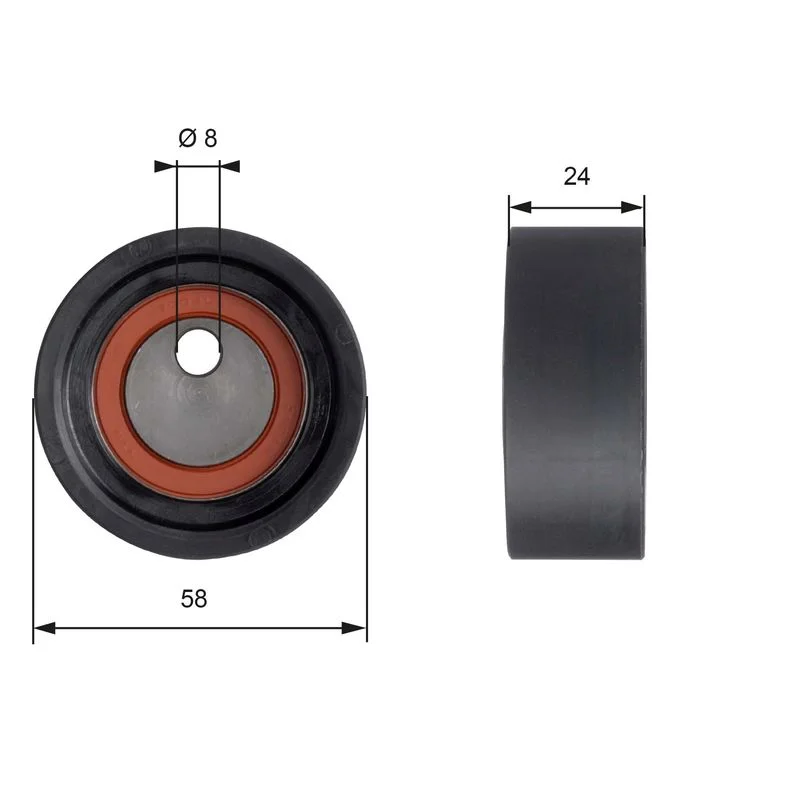 Tensioner Pulley, timing belt GATES T41064