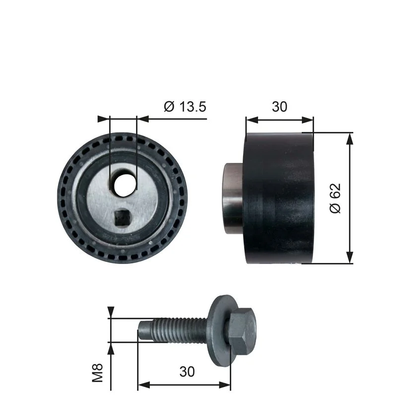 Tensioner Pulley, timing belt GATES T41282