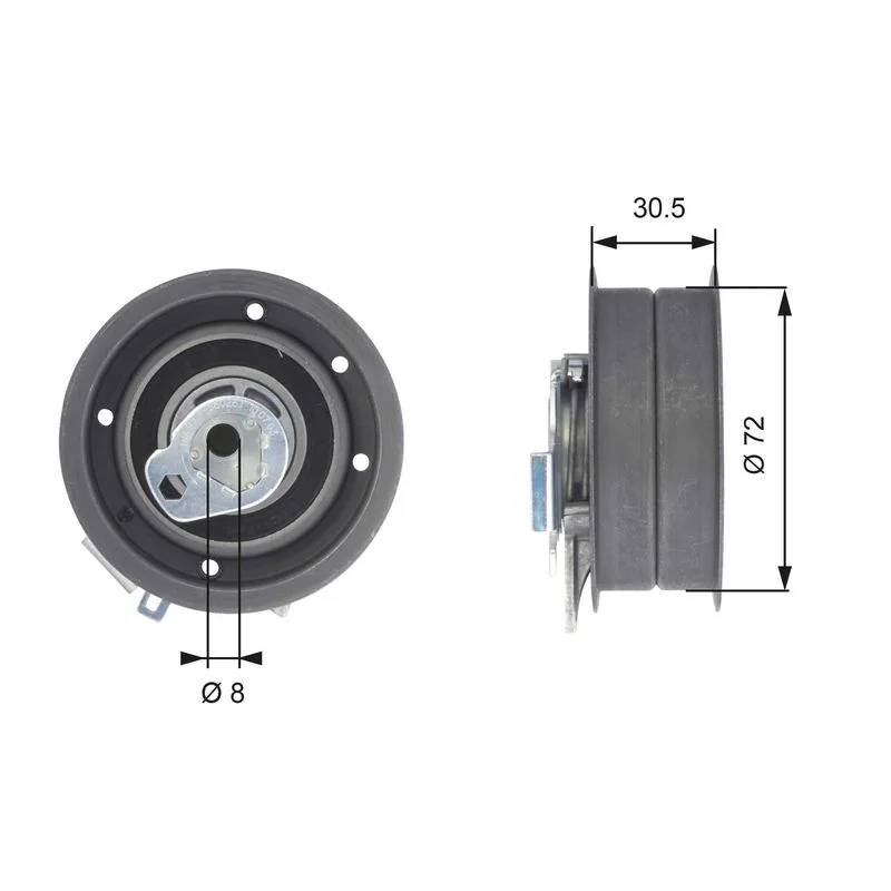 Tensioner Pulley, timing belt GATES T43010